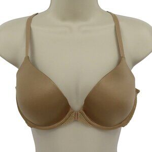 Maidenform 36B Custom Lift T Back Bra 09649 Solid Beige Underwire Front Closure
